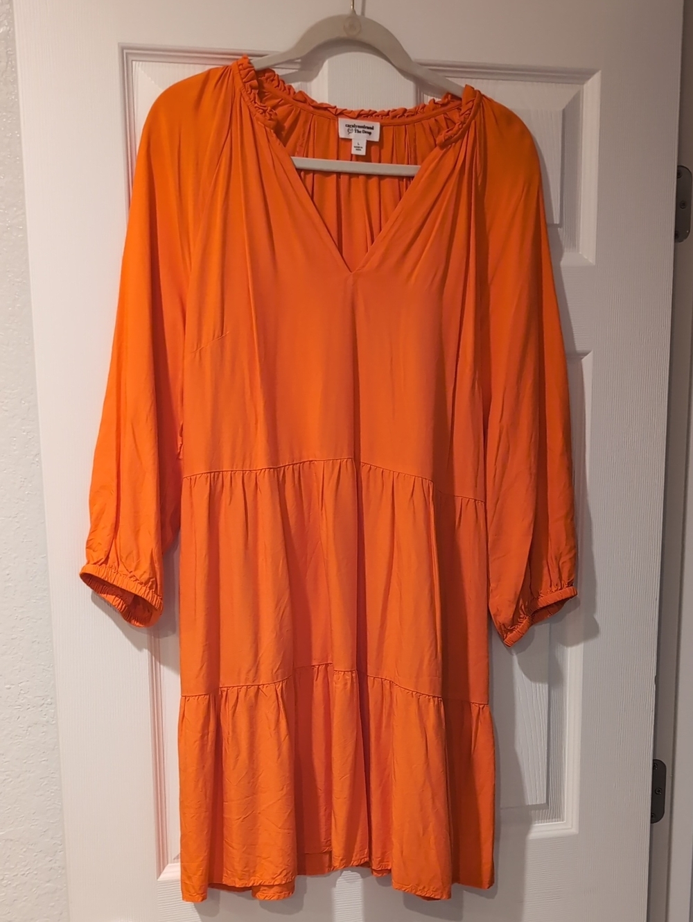 Caralyn Mirand - The Drop Bright Orange Tiered V-Neck Dress